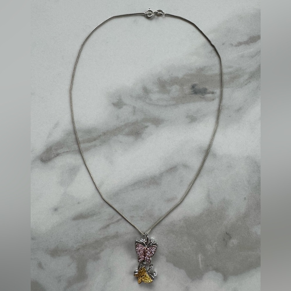 Elegant Sterling Silver Butterfly Pendant Necklace - Picture 2 of 6